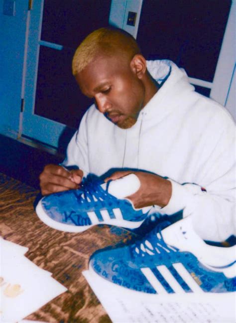 adidas gazelle schwarz kanye|Here's Kanye West Making Custom Sneakers .